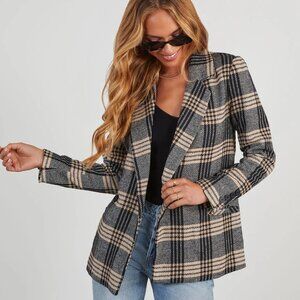 VICI Dionne Black & Cream Plaid Blazer | Size Small | Like New